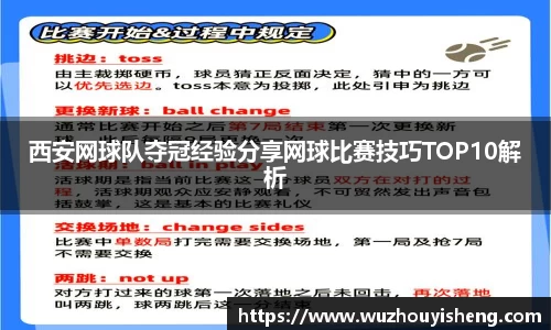 西安网球队夺冠经验分享网球比赛技巧TOP10解析
