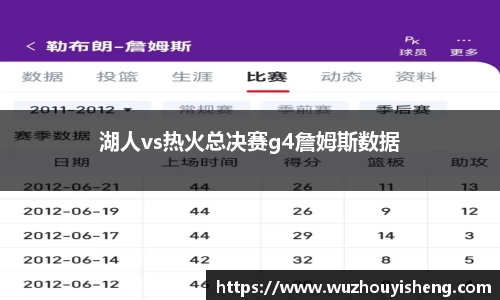 湖人vs热火总决赛g4詹姆斯数据