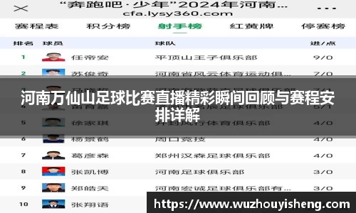 河南万仙山足球比赛直播精彩瞬间回顾与赛程安排详解